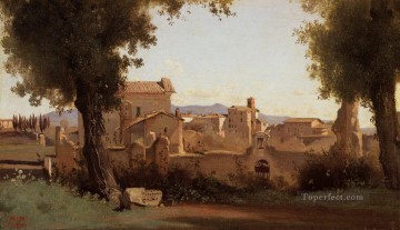  plein Deco Art - Rome View from the Farnese Gardens Morning plein air Romanticism Jean Baptiste Camille Corot